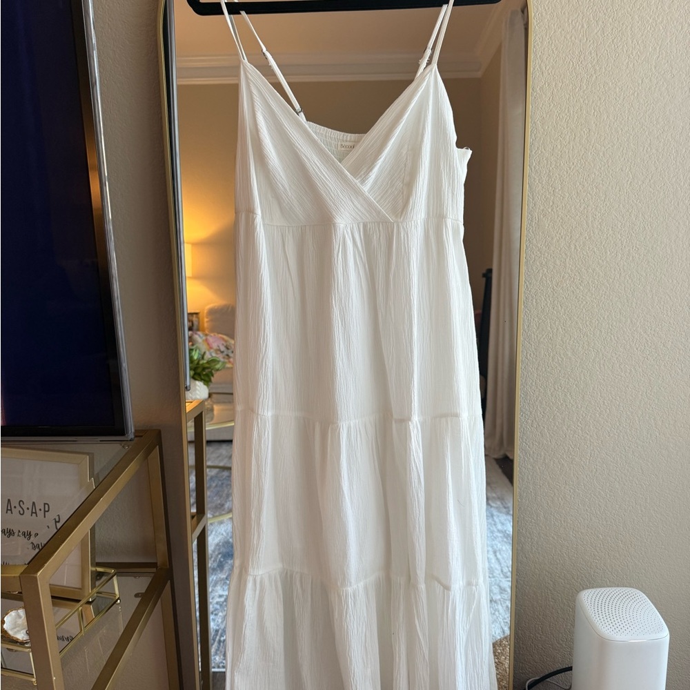 Women's White Spaghetti Strap Midi Dress